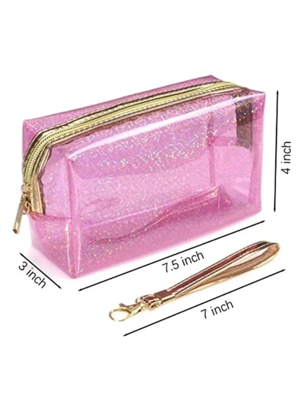 3Pcs Waterproof Cosmetic Bags, PVC Transparent Zippered Toiletry Bag
